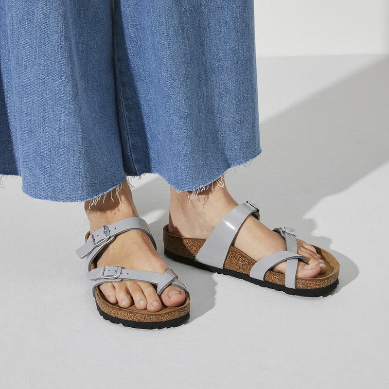 Birkenstock Lak Flor Mayari Dame Sølv | DK 402QMA